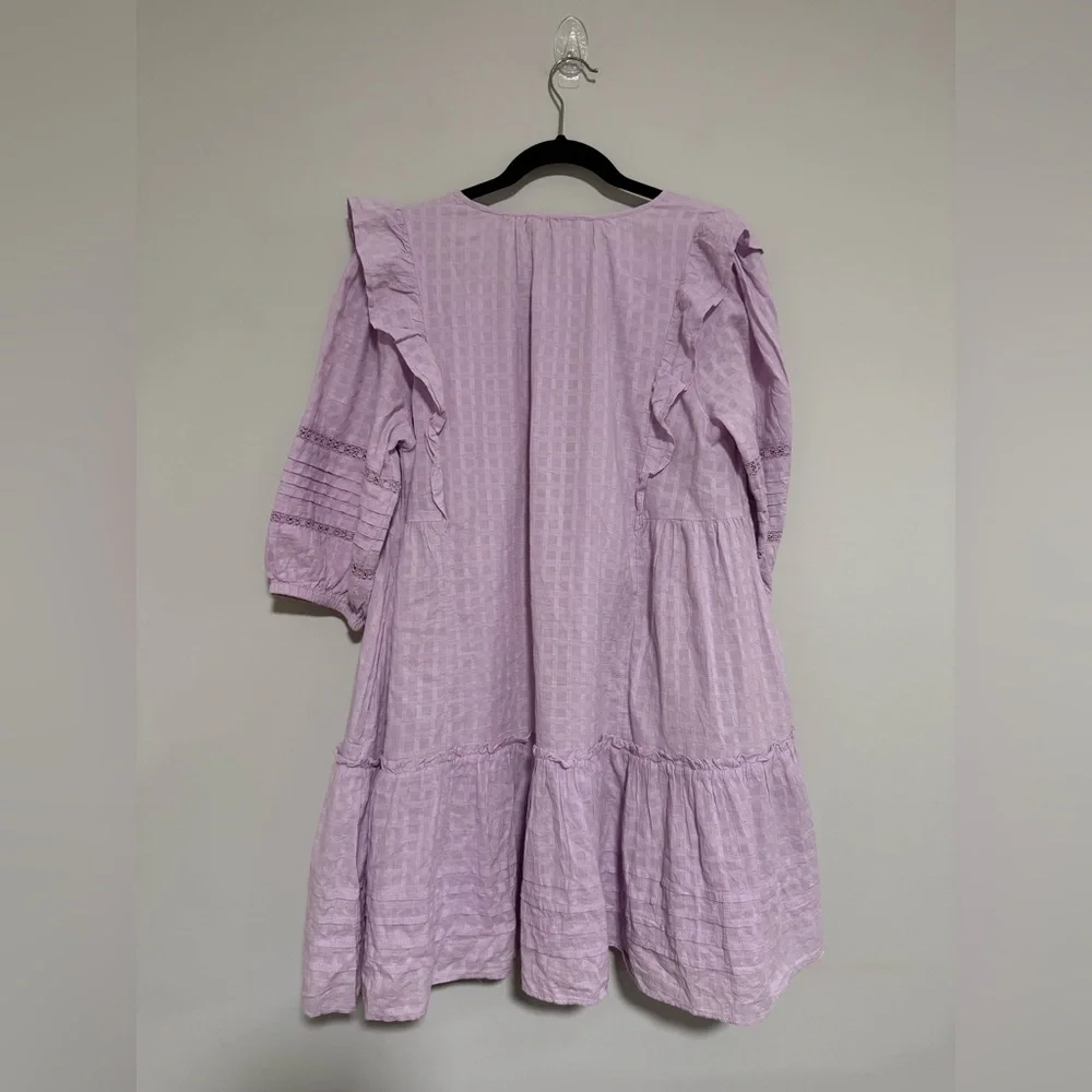 American Eagle Purple Tiered Peasant Mini Dress Size Medium Cottagecore Prairie - Picture 2 of 10
